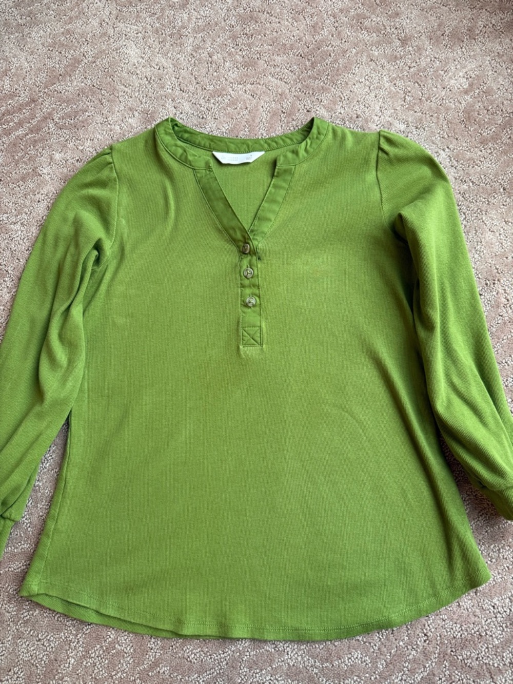 LC Lauren Conrad Spring Green Long Sleeve Henley Tunic Sz S